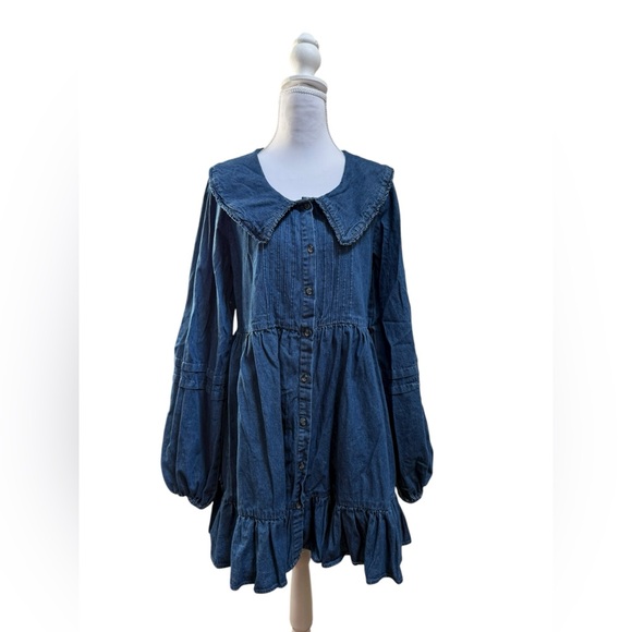 BDG Urban Outfitters Women’s Long Sleeve Button Front Denim Collar Dress Small - Picture 6 of 12